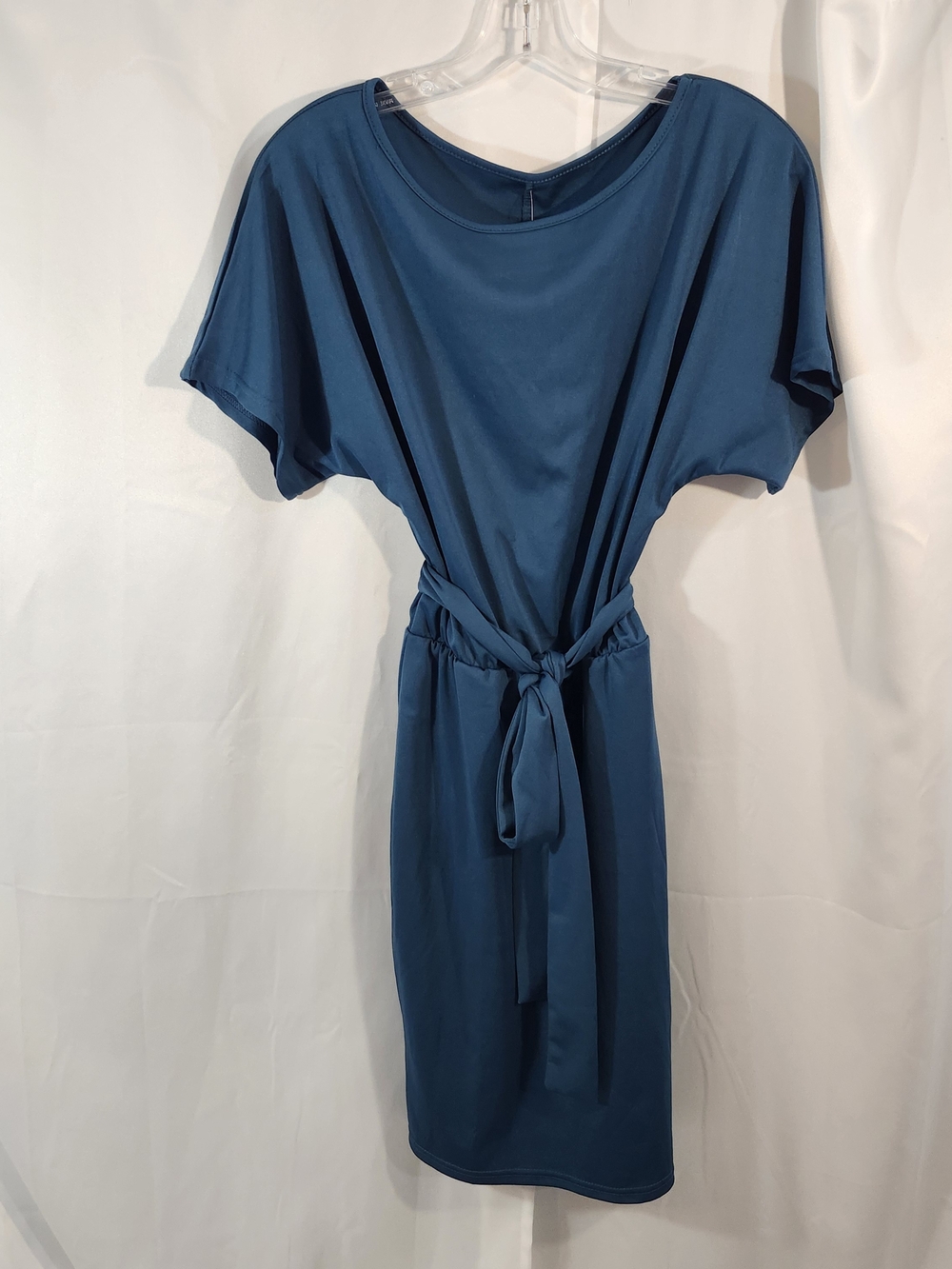 SHEIN Teal Tie-Waist Midi Dress